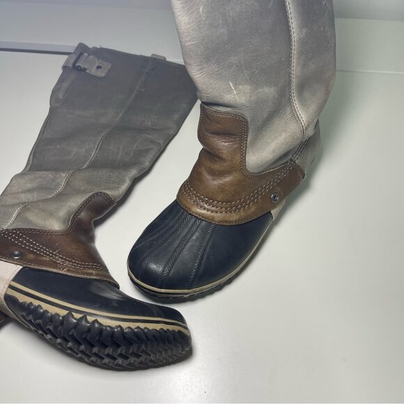 Sorel Women Slimpack Riding equstrian Boots Grey Brown Leather Waterproof in 8.5 - Picture 7 of 11